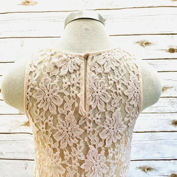 LUSH Women Sleeveless Pullover Scoop Neck Pink Lace See Through Top Size Small - Picture 8 of 13